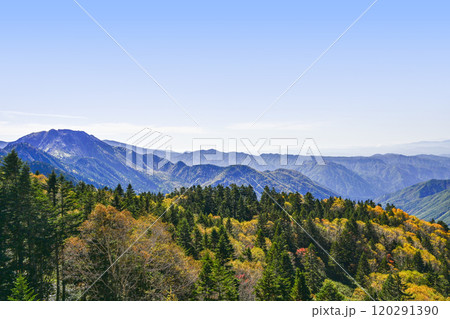 新穂高ロープウェイ西穂高口駅の屋上展望台より南西方面の展望 120291390