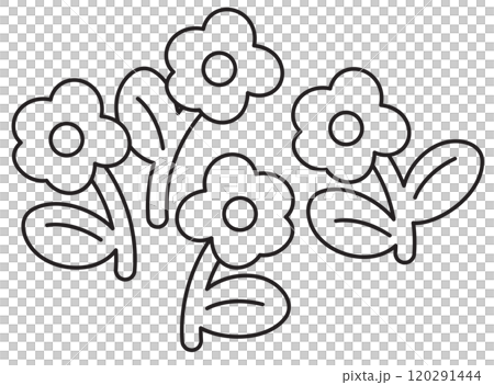Flower outlines for kid colouring book, art, painting, nature, garden, floral print, colouring page, tattoo, plants, tree, cute patch, brooch, blossom, spring and summer, picnic, park, yard, icon, ads 120291444