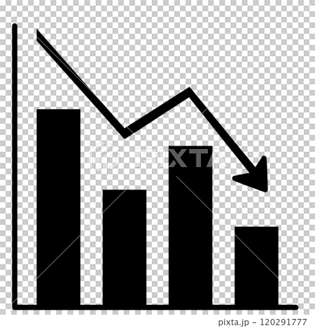 Downward sloping graph and falling bar graph Downward sloping graph and falling bar graph 120291777