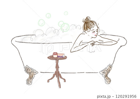 お風呂でリラックスする女性 120291956