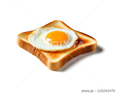 目玉焼きを乗せたトースト　白背景の切り抜き 120292470