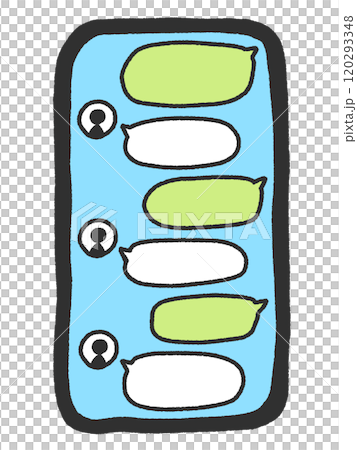 Hand-drawn smartphone chat screen messaging app 120293348