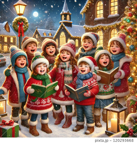 クリスマスキャロルを歌う子どもたちのイラスト素材 [120293668] - PIXTA