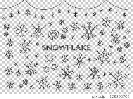 雪の結晶の手描きイラストセット	 120293703