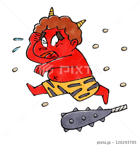 豆まきから逃げる赤鬼 豆まきから逃げる赤鬼 120293785