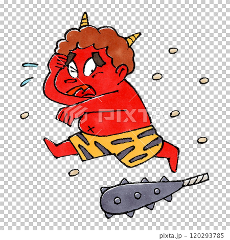 豆まきから逃げる赤鬼 豆まきから逃げる赤鬼 120293785