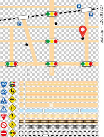 A set of tracks, roads, and signs that can be used to learn traffic rules, create maps, etc. A set of tracks, roads, and signs that can be used to learn traffic rules, create maps, etc. 120293827