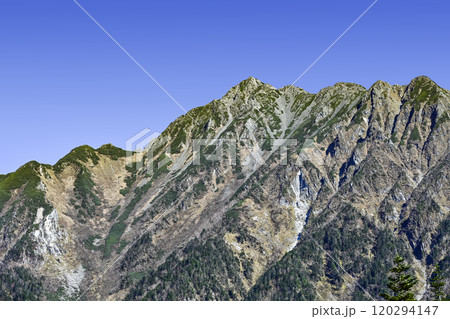 新穂高ロープウェイ西穂高口駅の屋上展望台より西穂高岳方面を望む 120294147