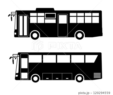 路線バス&観光バス 白黒シルエット 路線バス&観光バス 白黒シルエット 120294559
