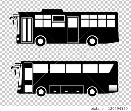路線バス&観光バス 白黒シルエット 路線バス&観光バス 白黒シルエット 120294559