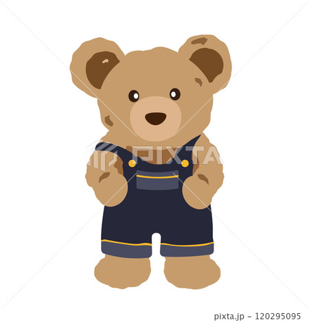 オーバーオールのクマのぬいぐるみのイラスト 120295095