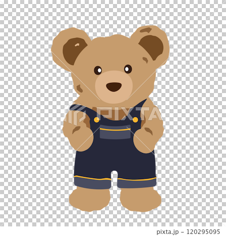 オーバーオールのクマのぬいぐるみのイラスト 120295095