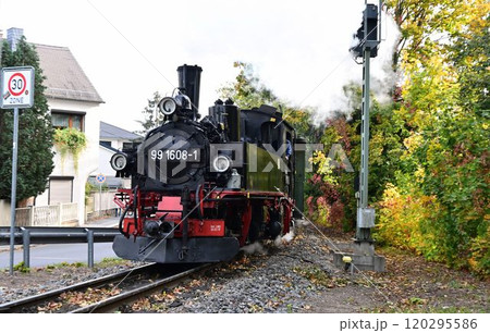 ドイツ　ドレスデン近郊　レスニッツグルント鉄道のメーヤー式狭軌蒸気機関車 120295586