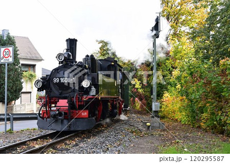 ドイツ　ドレスデン近郊　レスニッツグルント鉄道のメー式狭軌蒸気機関車 120295587