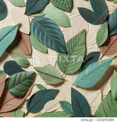 葉のパターンで作るナチュラルな空間 120295889