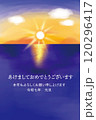 2024年年賀状　初日の出の年賀状テンプレート 120296417