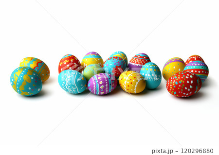 Colorful and Decorative Easter Eggs Designed for Wonderful Celebration and Joyful Events 120296880