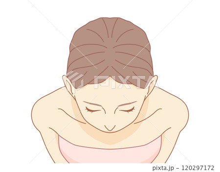 上から見た女性の頭のイラスト 上から見た女性の頭のイラスト 120297172