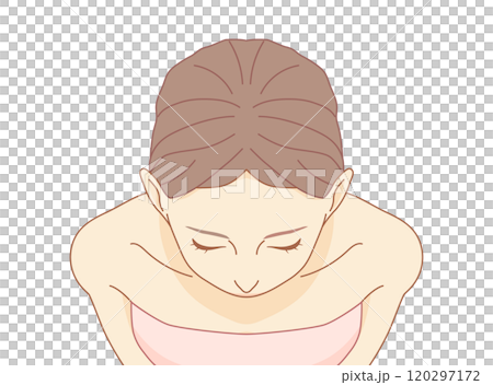 上から見た女性の頭のイラスト 上から見た女性の頭のイラスト 120297172