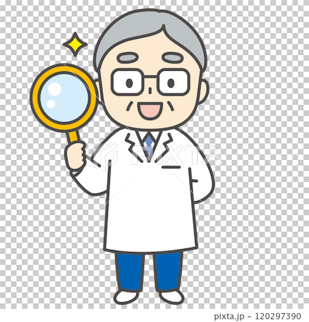 調べる男性医師　キャラクターイラスト　アイコン 120297390
