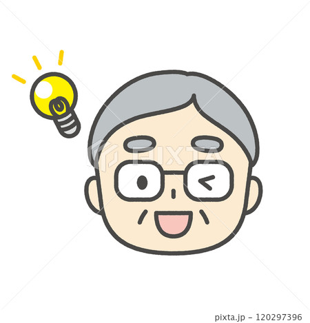 豆電球　ひらめいた男性医師　キャラクターイラスト　アイコン 120297396