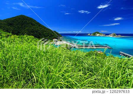 真夏の沖縄 渡嘉敷島の風景 真夏の沖縄 渡嘉敷島の風景 120297633