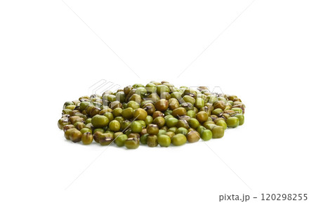 Mung bean (Vigna radiata) seeds isolated on white background. Mung bean (Vigna radiata) seeds isolated on white background. 120298255
