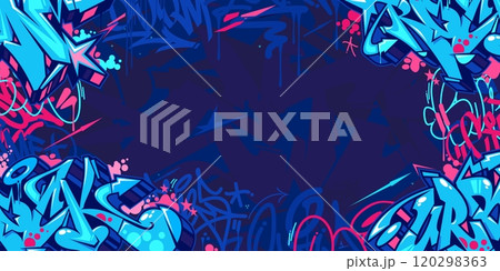 Abstract Dark Blue Urban Street Art Graffiti Style Vector Illustration Background Template 120298363