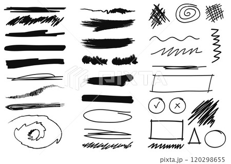 Black marker scribble collection.Hand-drawn vector illustration Black marker scribble collection.Hand-drawn vector illustration 120298655