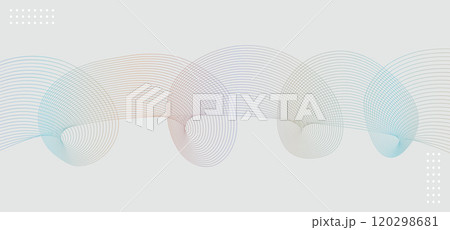 Undulate gradient multicolor lines with blend effect. Twisted Ribbon background, frequency soundwave curve , Technology geometric data science illustration. Isolated wave circular on gray background. 120298681