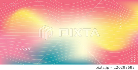 Light Multicolor blue,pink ,white and yellow color with wavy lines. Abstract illustration background with curved lines and gradient.Vector 120298695