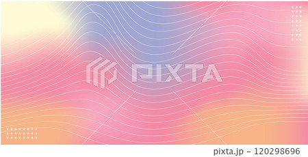 Light Multicolor blue,pink ,white and yellow color with wavy lines. Abstract illustration background with curved lines and gradient.Vector 120298696