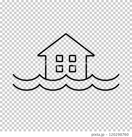 Flooded house icon Flooded house icon 120298760