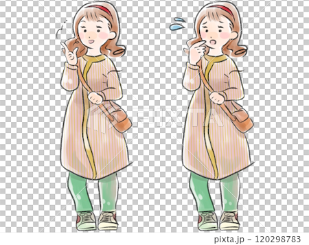 問題解決した女性と困っている女性 120298783