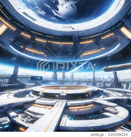 高速道路の上空を飛ぶ飛行機の光跡 120299224