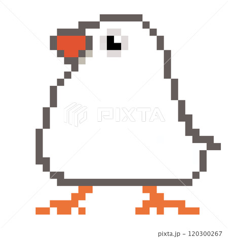 ドット絵 アニマルイラスト キンカチョウ 白 120300267