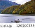 紅葉のダム湖 120300388