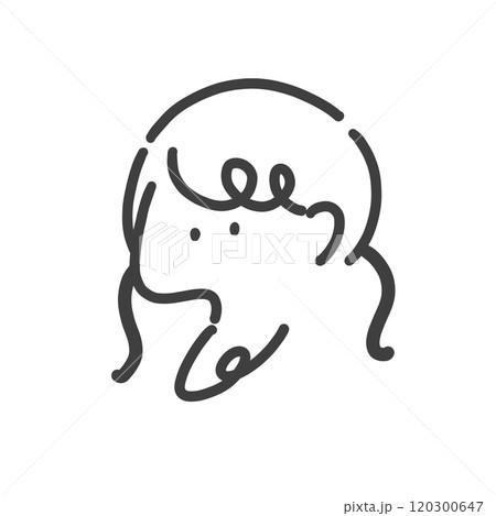 人物　女の子　線画アイコン　みつあみ 120300647