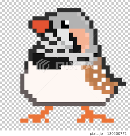 像素藝術動物插畫雄性斑胸草雀光背 120300771