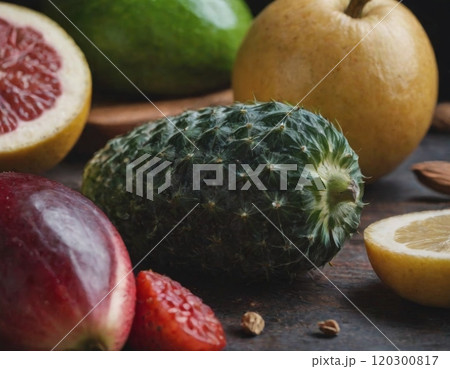 Assortment of exotic fruits close-up Assortment of exotic fruits close-up 120300817