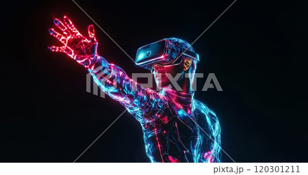 仮想現実の未来を体験するVRユーザー 仮想現実の未来を体験するVRユーザー 120301211