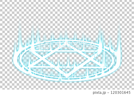 水色の光を放つ魔法陣 120301645