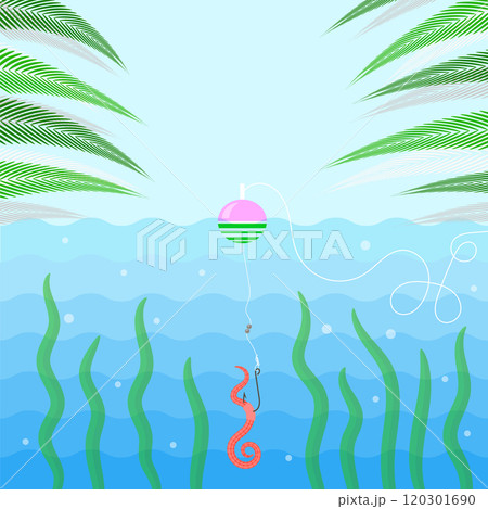 Vector Animal Earth Red Worm for Fishing on blue Background Vector Animal Earth Red Worm for Fishing on blue Background 120301690