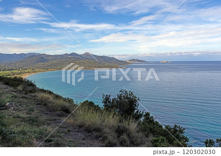 Panoramic view of the western Corsican coastline from the historic abandoned village of Occi Panoramic view of the western Corsican coastline from the historic abandoned village of Occi 120302030