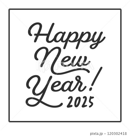 正方形のフレームにHappy New Year 2025の文字 - 新年の賀詞や年賀状の