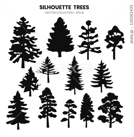Silhouette trees collections. Abstract silhouette trees.Vector illustration 120302435