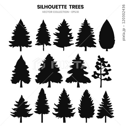 Silhouette abstract trees on wildlife collection on white background.Vector collection Silhouette abstract trees on wildlife collection on white background.Vector collection 120302436