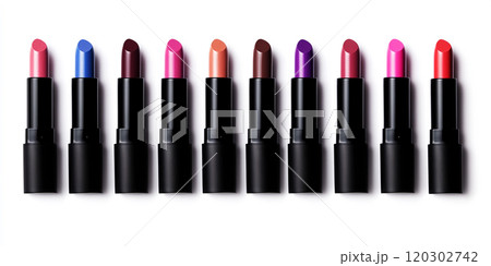 Set of multicolored lipstick isolated on white background 120302742
