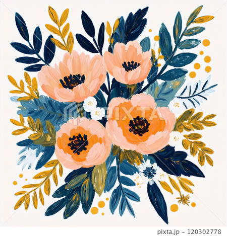 Abstract Bold Oil Painting Floral Illustration Abstract Bold Oil Painting Floral Illustration 120302778