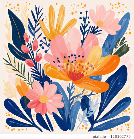 Abstract Bold Oil Painting Floral Illustration Abstract Bold Oil Painting Floral Illustration 120302779